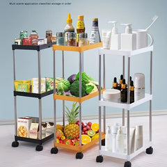 1pc Layer Storage Rack with Wheels Large Capacity Vegetable and Fruit Basket