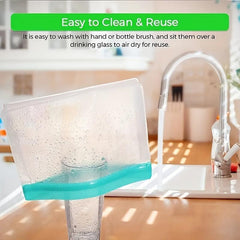 9pcs Reusable Silicone Food Storage Pouch Zipper Bag Leak Proof BPA Self Sealing