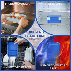 Bento Box 1550ML Lunch Containers 6 Compartments Microwave Dishwasher Safe