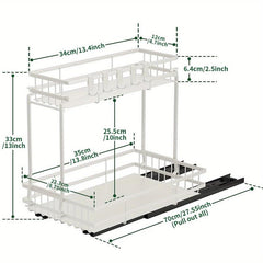 2 Tier Slide Out Under Sink Organizer Shelf with Hook Pull Out Design