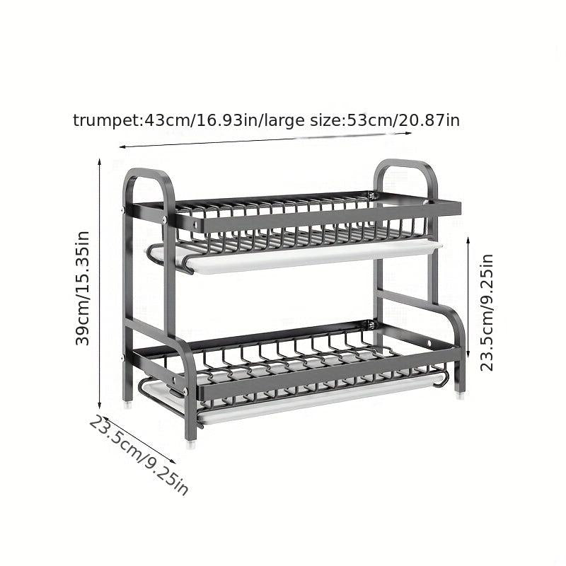 3-Tier Dish Rack with Tray, Utensil Holder, Large Capacity, Cutting Board Holder