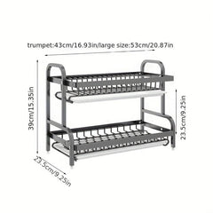 3-Tier Dish Rack with Tray, Utensil Holder, Large Capacity, Cutting Board Holder