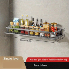 Spice Rack Organizer Wall Mount Towel Rod Hooks Grey Farmhouse Shelf