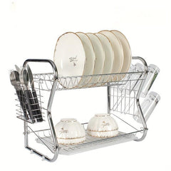 Large Capacity Metal Dish Storage Draining Rack