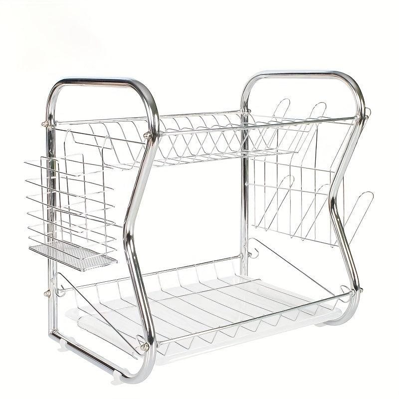 Large Capacity Metal Dish Storage Draining Rack