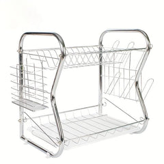 Large Capacity Metal Dish Storage Draining Rack