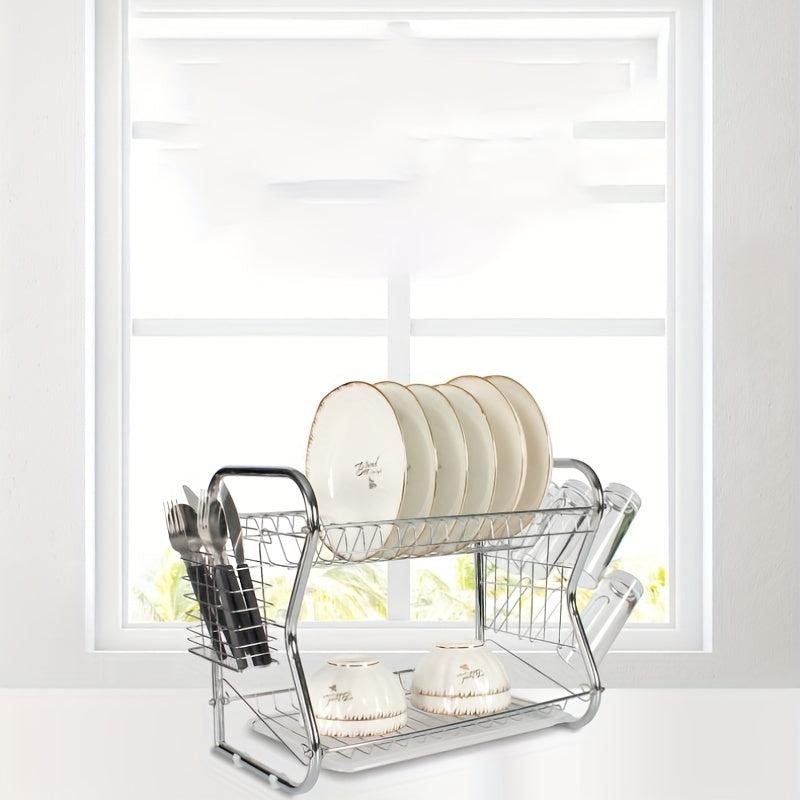 Large Capacity Metal Dish Storage Draining Rack