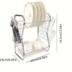 Large Capacity Metal Dish Storage Draining Rack