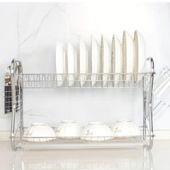 Large Capacity Metal Dish Storage Draining Rack