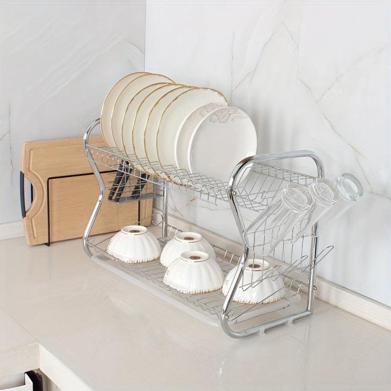 Large Capacity Metal Dish Storage Draining Rack