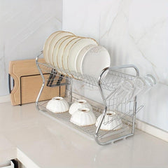Large Capacity Metal Dish Storage Draining Rack