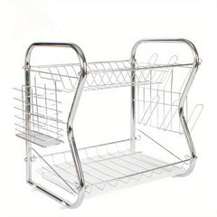 Large Capacity Metal Dish Storage Draining Rack