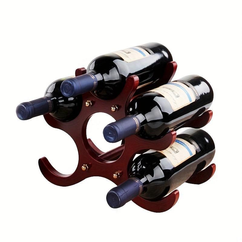 Wood Wine Storage Rack For Countertop - Holds 5 Bottles