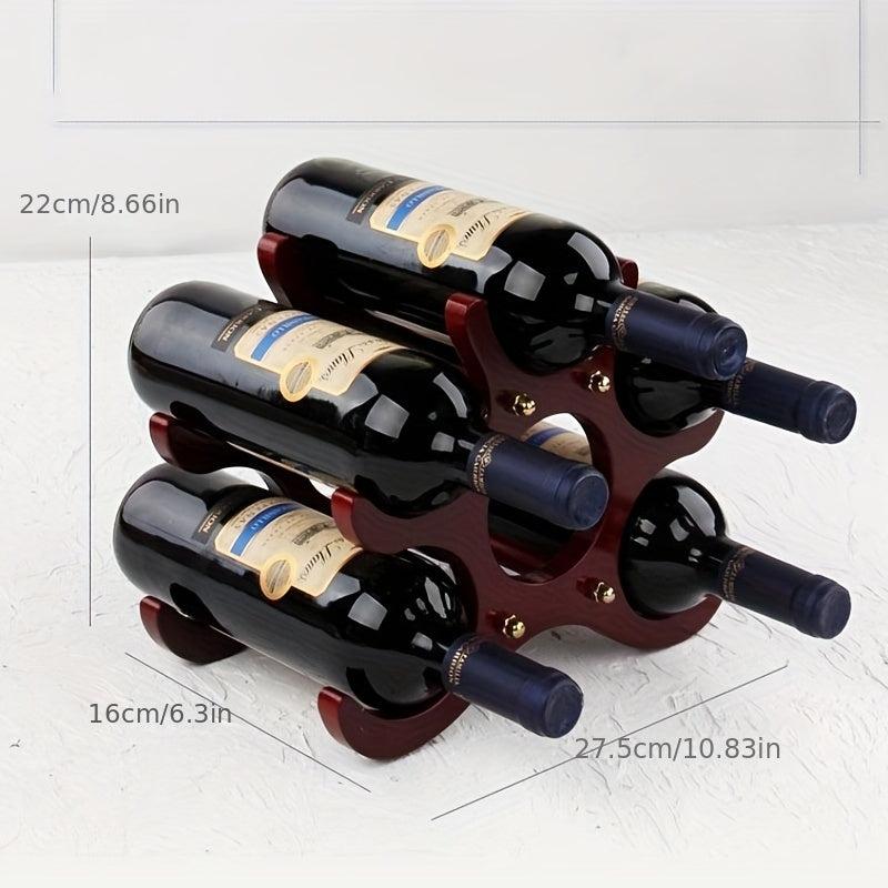 Wood Wine Storage Rack For Countertop - Holds 5 Bottles