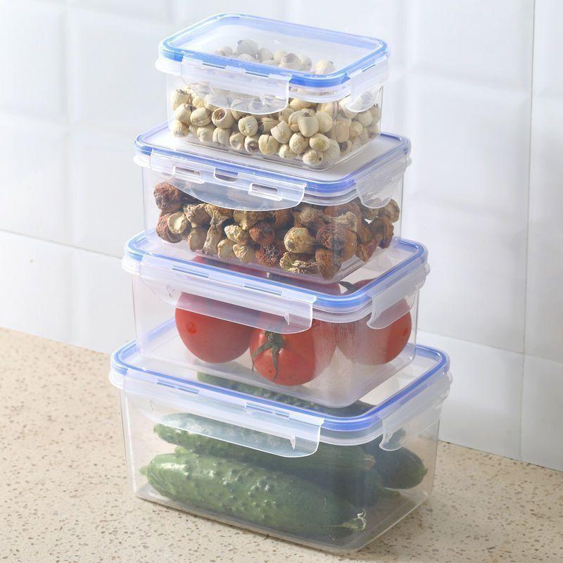 4pcs Kitchen Food Containers Reusable Fresh keeping Fruit And Vegetable Crisper