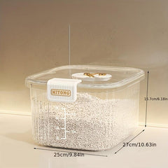 Large Capacity Rice Bucket Clear Cereal Container Airtight Storage