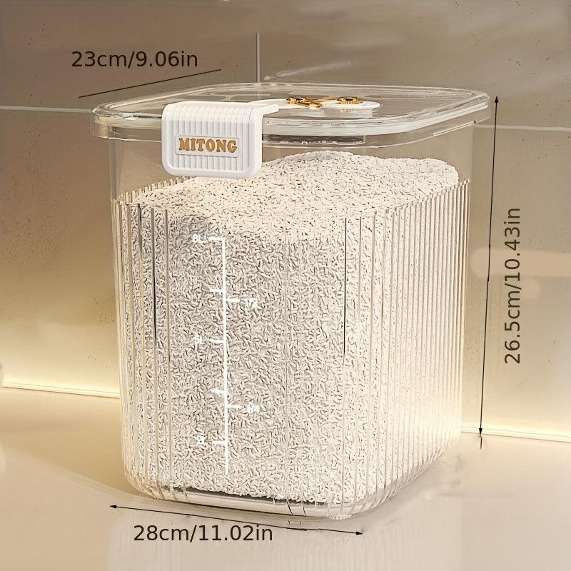 Large Capacity Rice Bucket Clear Cereal Container Airtight Storage
