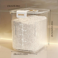 Large Capacity Rice Bucket Clear Cereal Container Airtight Storage