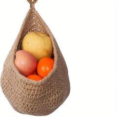 4pcs Wall Hanging Fruit Basket Boho Jute Baskets Pantry Storage Organizer