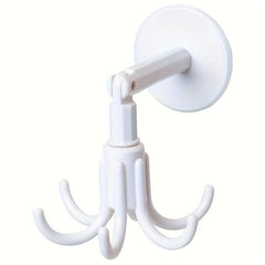 Rotating Punch Wall Shelf With Swivel Hooks