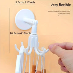 Rotating Punch Wall Shelf With Swivel Hooks