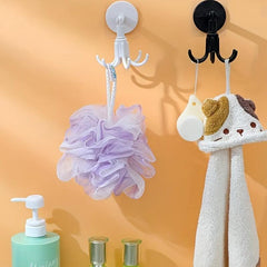 Rotating Punch Wall Shelf With Swivel Hooks