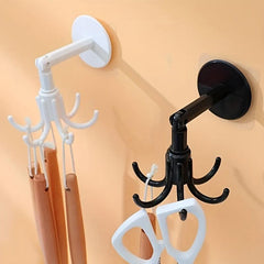 Rotating Punch Wall Shelf With Swivel Hooks