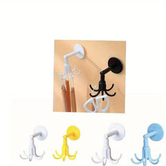 Rotating Punch Wall Shelf With Swivel Hooks