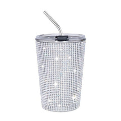 400ml Sparkling Stainless Steel Water Cup with Straw