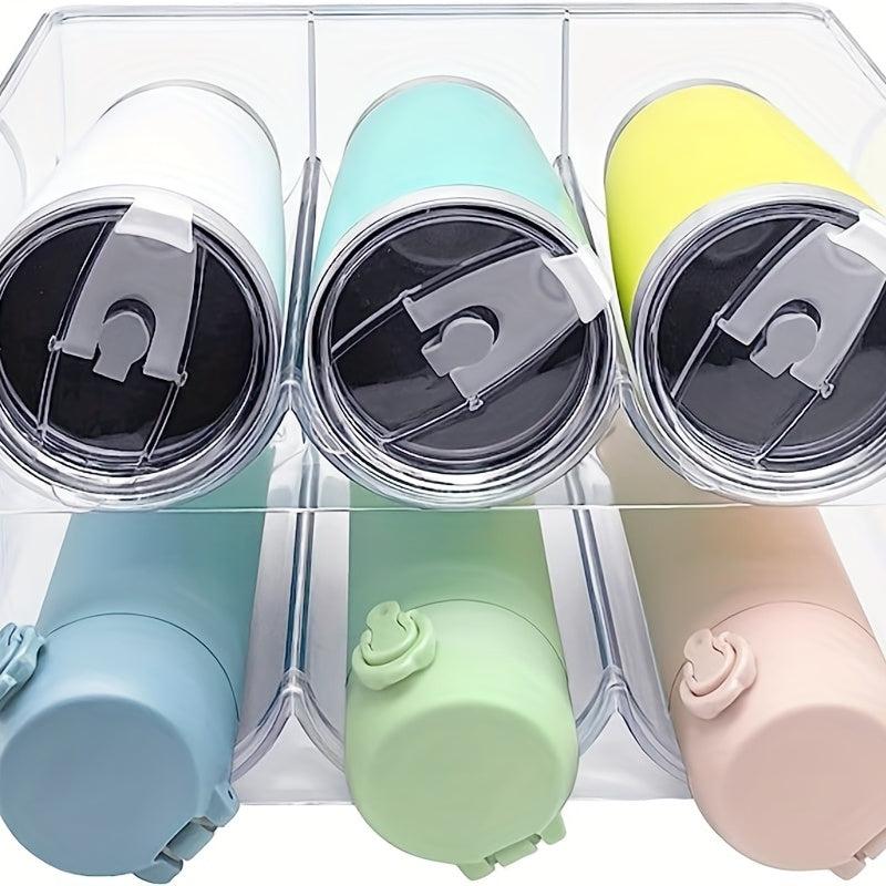 1pc Stackable Water Bottle Storage Rack Organizer Plastic Holder Flat Pot Mug