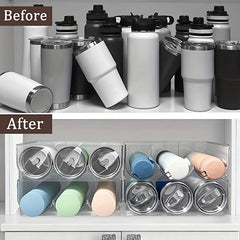 1pc Stackable Water Bottle Storage Rack Organizer Plastic Holder Flat Pot Mug