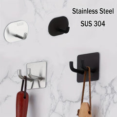 3pcs Adhesive Hooks Stainless Steel Heavy Duty Stick On Wall Hooks