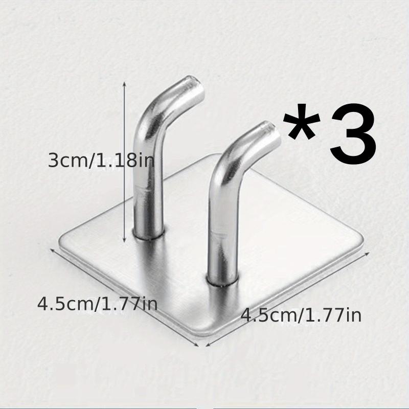 3pcs Adhesive Hooks Stainless Steel Heavy Duty Stick On Wall Hooks