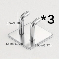 3pcs Adhesive Hooks Stainless Steel Heavy Duty Stick On Wall Hooks