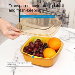 Vegetable Washing Basin Drain Basket Double Layer With Lid Fresh keeping Box