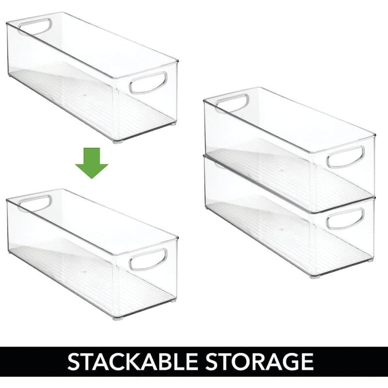 Plastic Stackable Kitchen Organizer Bin for Refrigerator Freezer Cabinet Pantry
