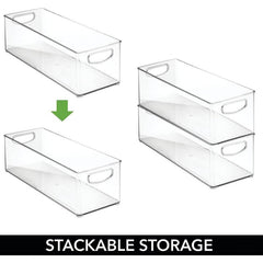 Plastic Stackable Kitchen Organizer Bin for Refrigerator Freezer Cabinet Pantry