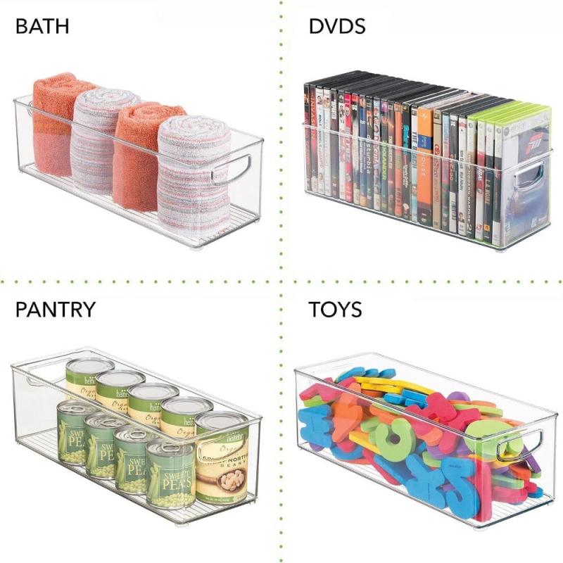 Plastic Stackable Kitchen Organizer Bin for Refrigerator Freezer Cabinet Pantry
