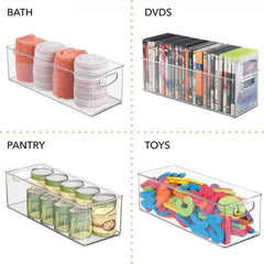 Plastic Stackable Kitchen Organizer Bin for Refrigerator Freezer Cabinet Pantry