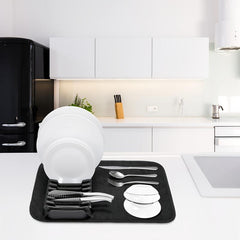 Dish Drying Rack With Mat For Kitchen Counter And Cupboard