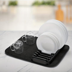 Dish Drying Rack With Mat For Kitchen Counter And Cupboard