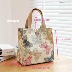 Cartoon Canvas Lunch Bag Butterfly Cat Bento Office Workers Mothers