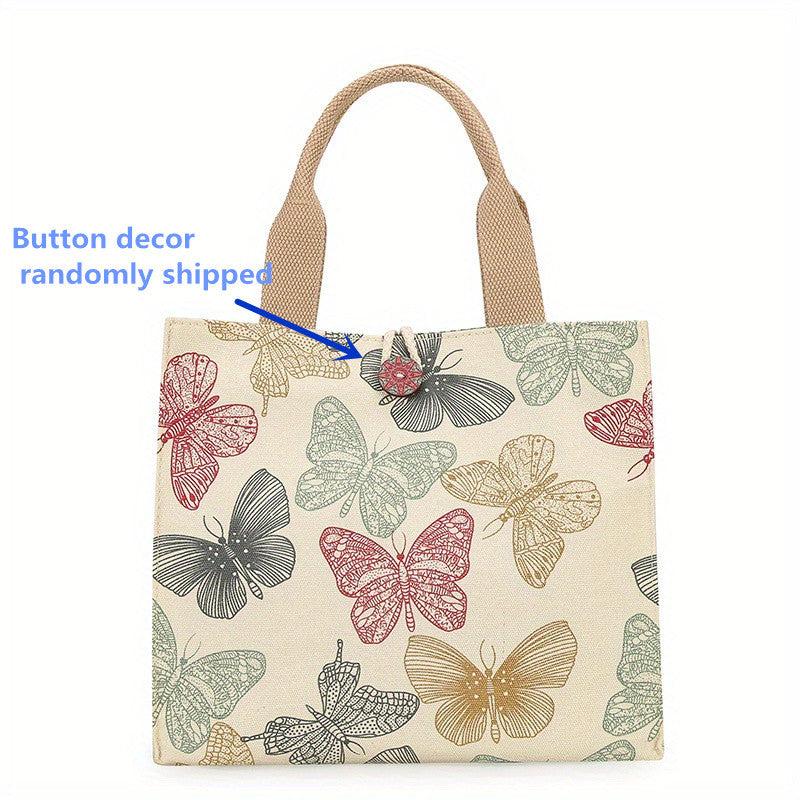 Cartoon Canvas Lunch Bag Butterfly Cat Bento Office Workers Mothers