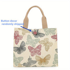Cartoon Canvas Lunch Bag Butterfly Cat Bento Office Workers Mothers