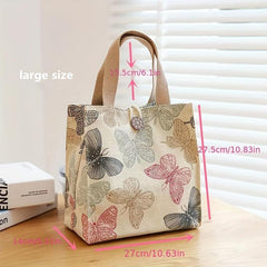 Cartoon Canvas Lunch Bag Butterfly Cat Bento Office Workers Mothers
