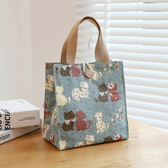 Cartoon Canvas Lunch Bag Butterfly Cat Bento Office Workers Mothers