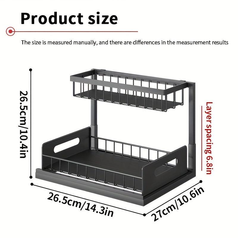 2 Tier Under Sink Organizer Slide Out Cabinet with Storage Drawer