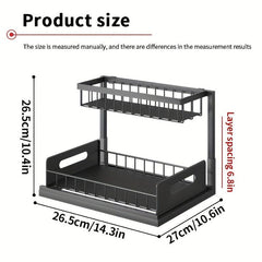 2 Tier Under Sink Organizer Slide Out Cabinet with Storage Drawer