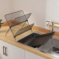 X-Shaped Kitchen Dish Storage & Draining Rack Large Capacity Tableware Shelf