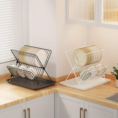 X-Shaped Kitchen Dish Storage & Draining Rack Large Capacity Tableware Shelf